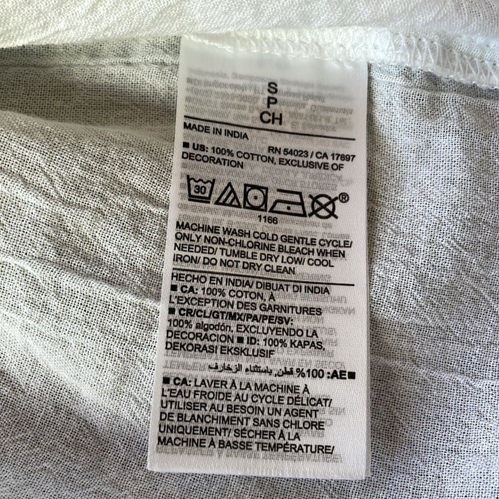 Old Navy White Gauze Notched Neck Balloon Puff Sleeve Short Top Size Small - Picture 9 of 12